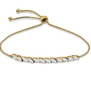 NWT Giani Bernini Cubic Zirconia Marquise Bolo Bracelet in Gold